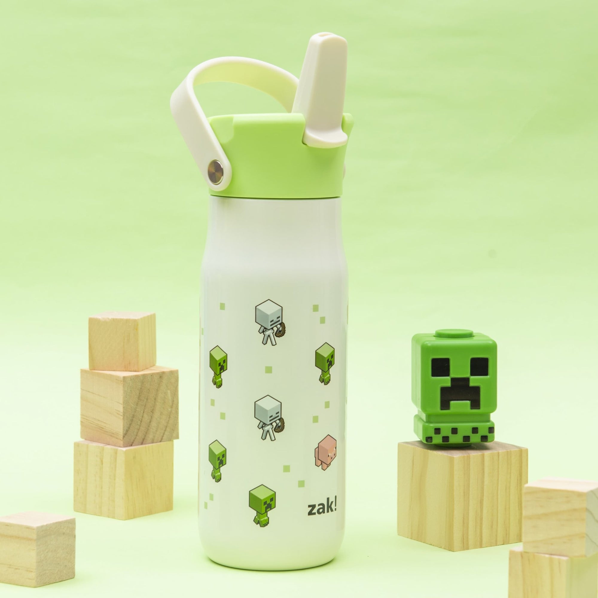 Minecraft Harmony Recycled Stainless Steel Kids Water Bottle with Straw Spout, 20 ounces