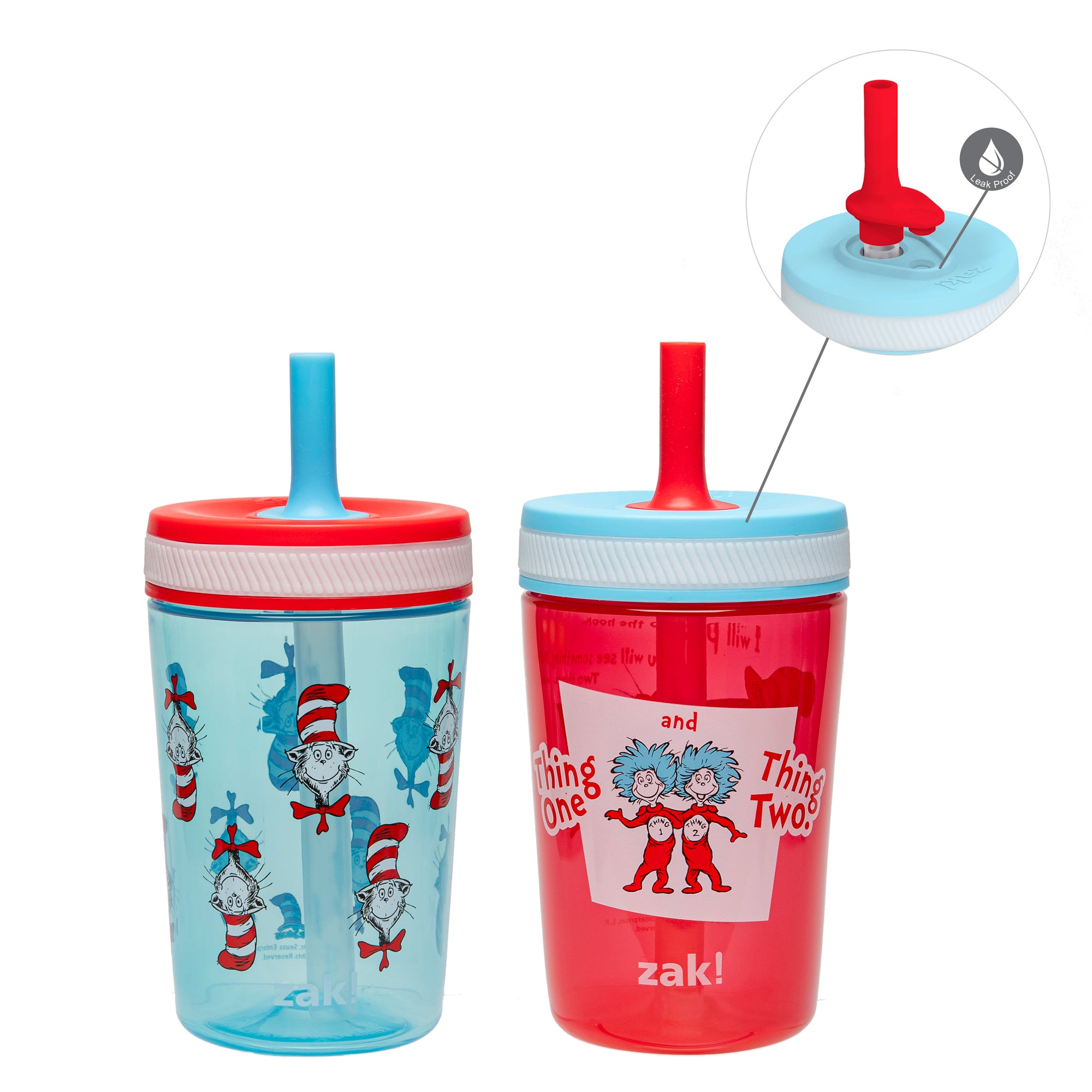 Dr. Seuss Cat Hat Kelso Kids Leak Proof Tumbler with Lid and Straw - 15 Ounces