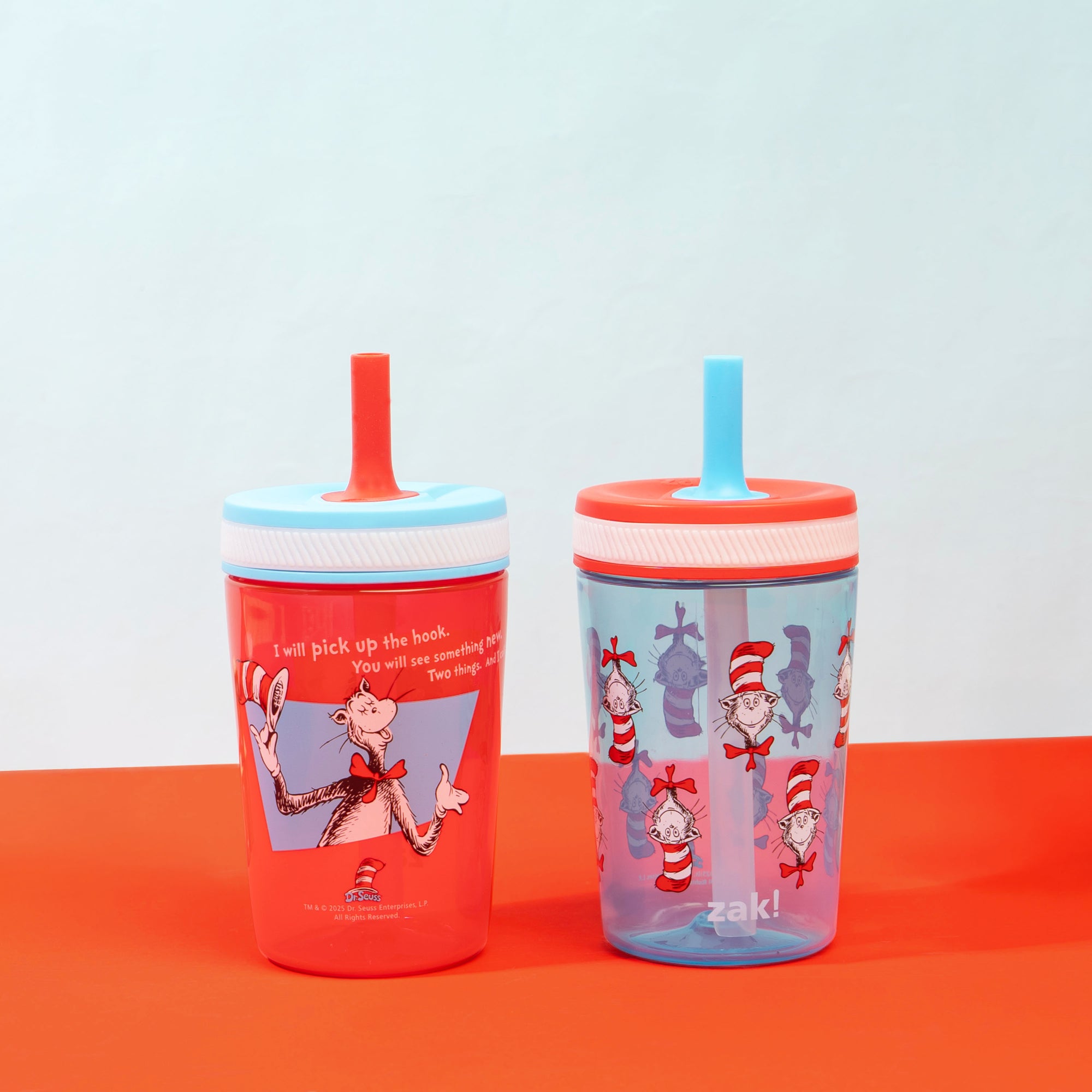 Dr. Seuss Cat Hat Kelso Kids Leak Proof Tumbler with Lid and Straw - 15 Ounces