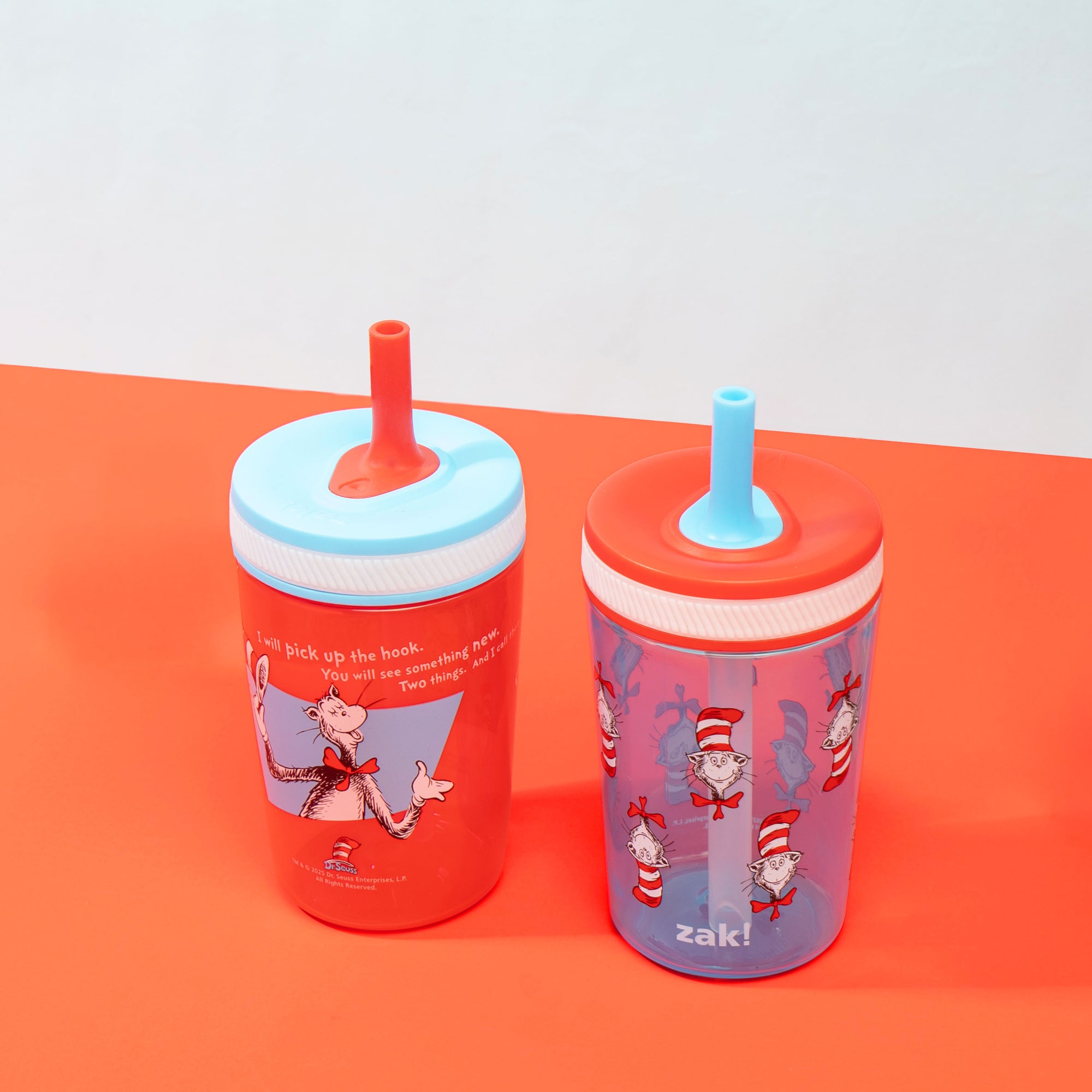 Dr. Seuss Cat Hat Kelso Kids Leak Proof Tumbler with Lid and Straw - 15 Ounces