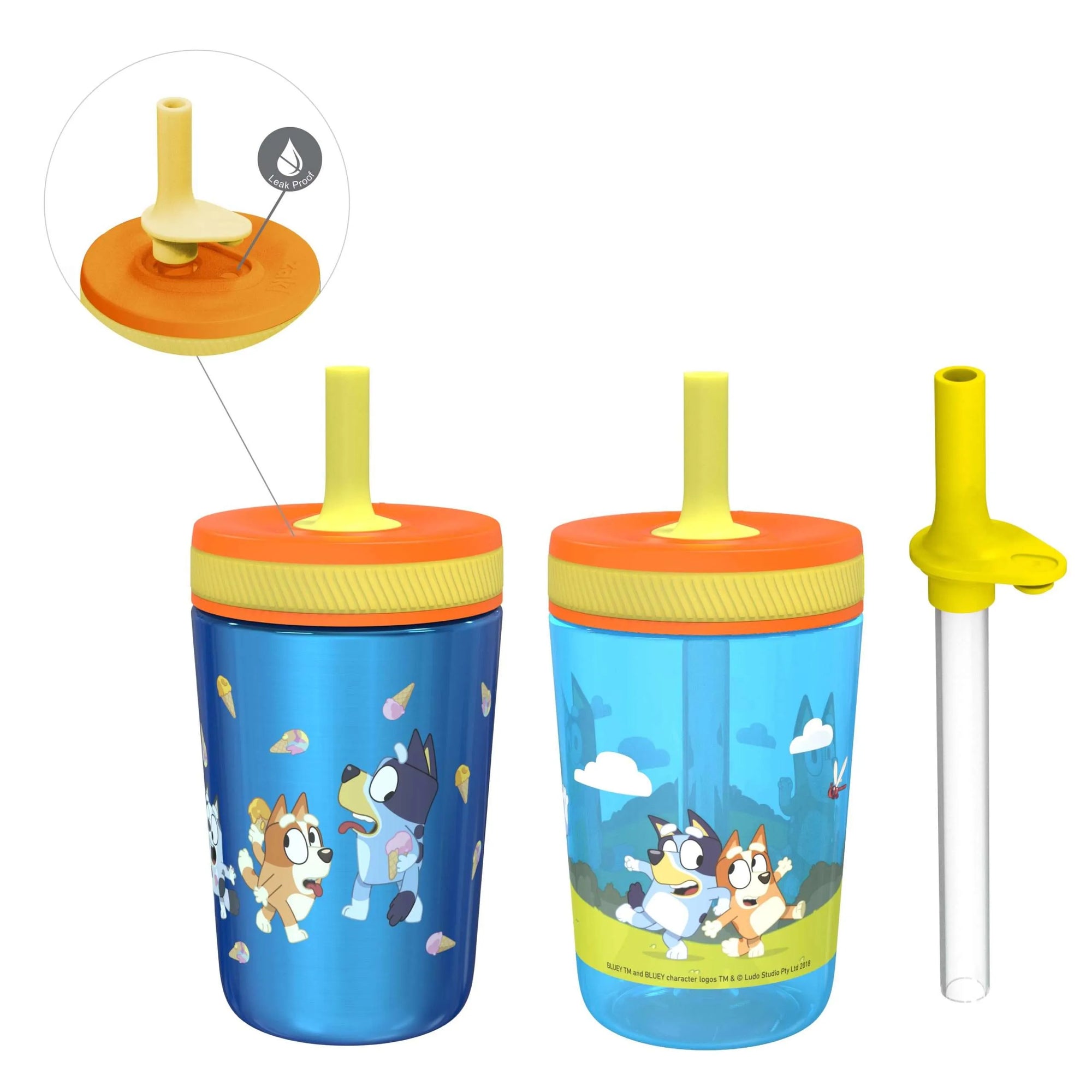 Bluey Kids Stainless Steel and Plastic Leak Proof Tumbler Set