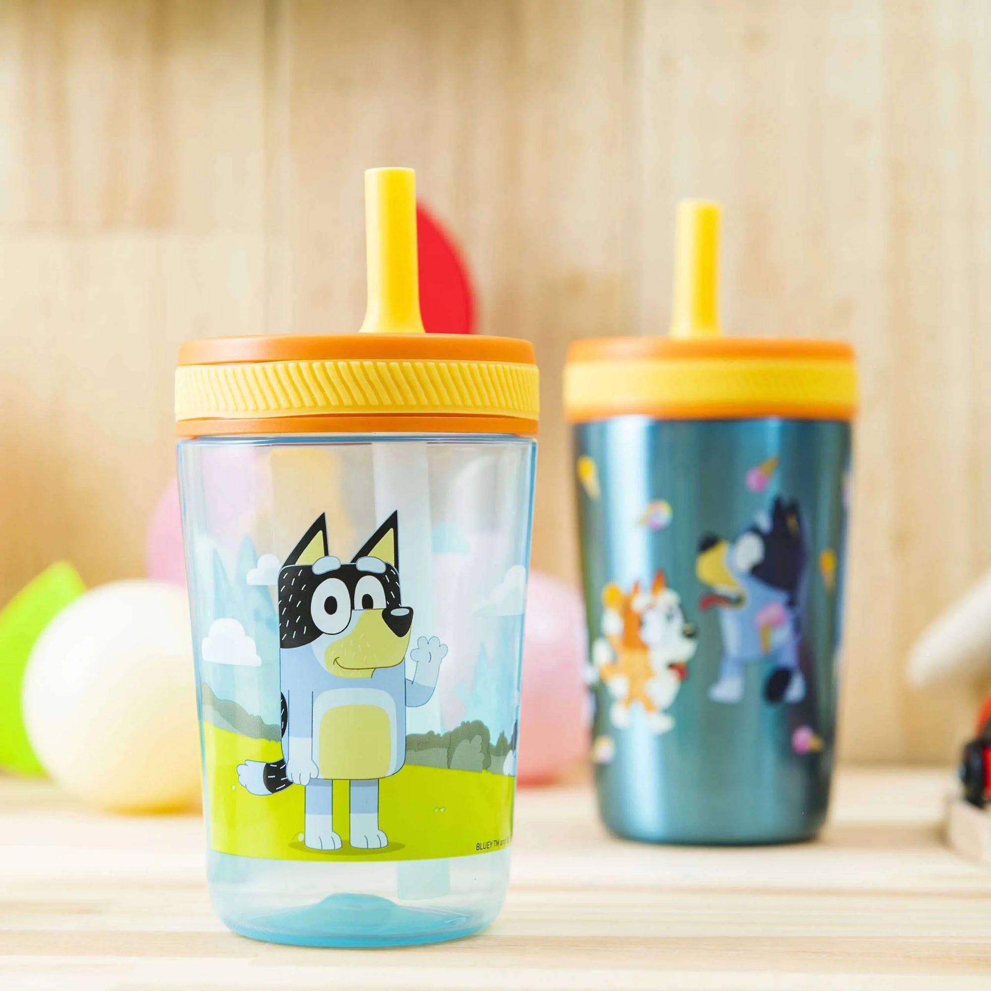 Bluey Kids Stainless Steel and Plastic Leak Proof Tumbler Set