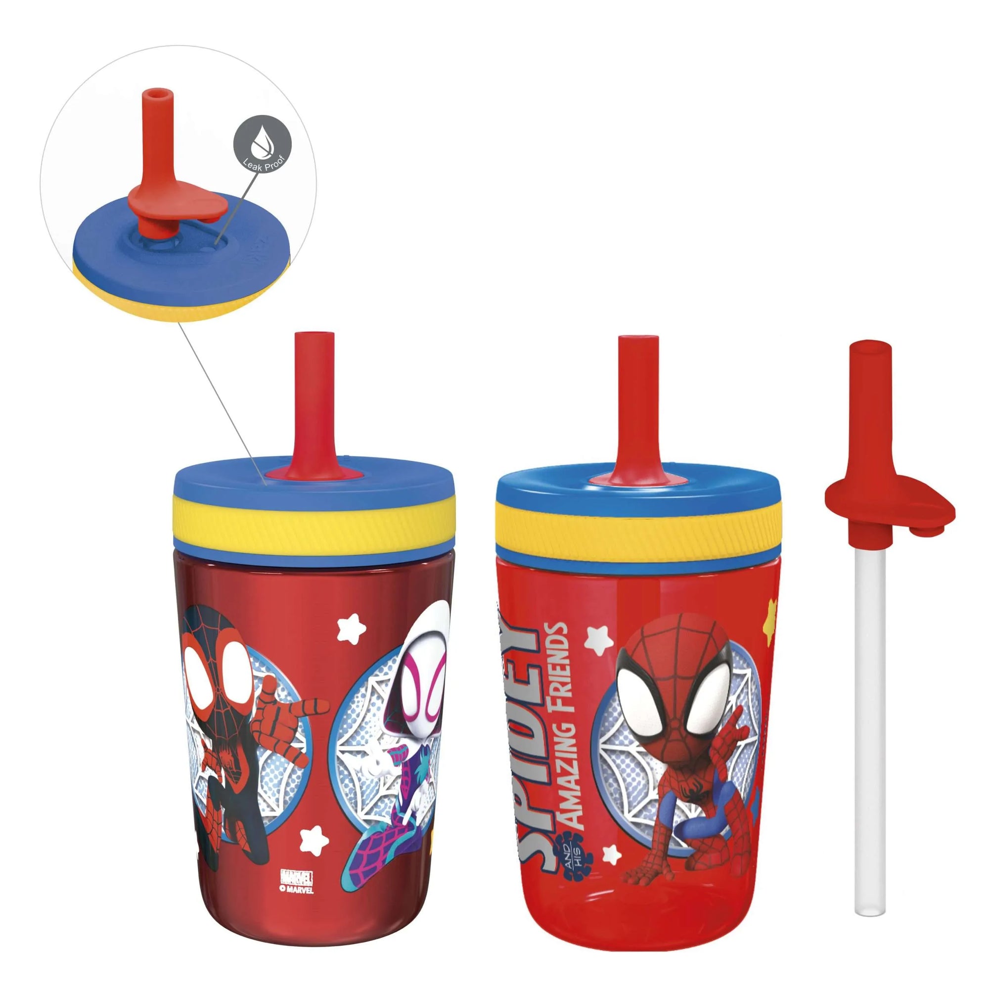 Spidey Kids Stainless Steel and Plastic Leak Proof Tumbler Set