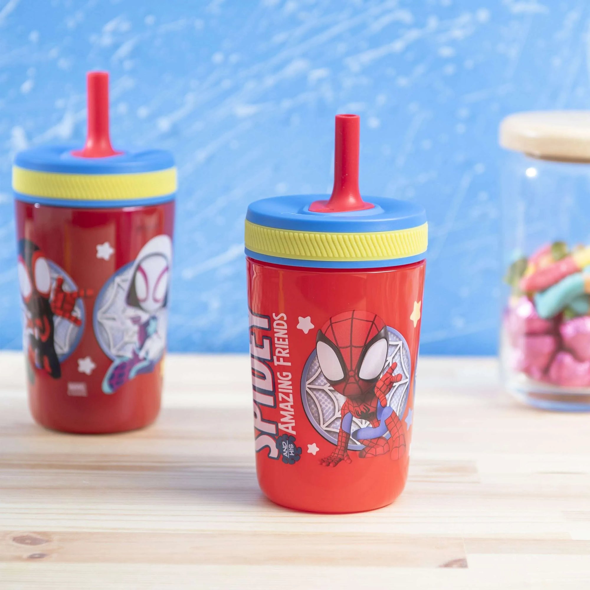 Spidey Kids Stainless Steel and Plastic Leak Proof Tumbler Set