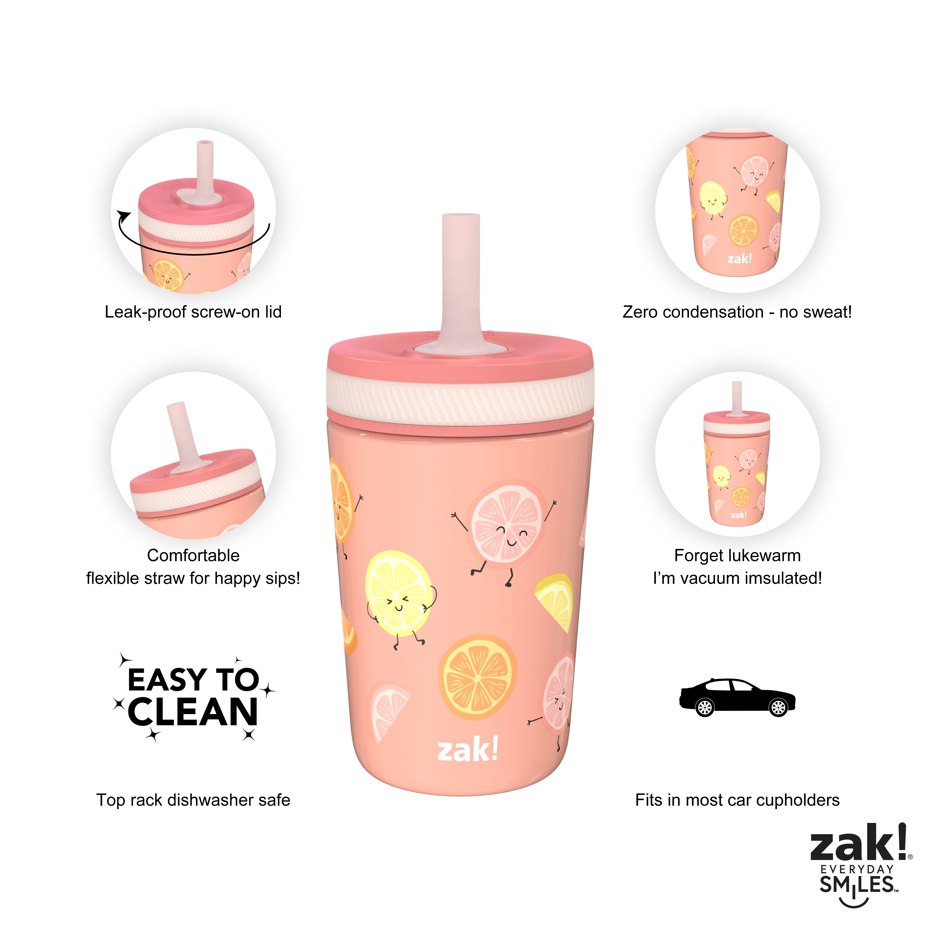 Zak! Designs Kids Atlantic Bottle - Happy Fruit - Shop Cups & Tumblers at  H-E-B
