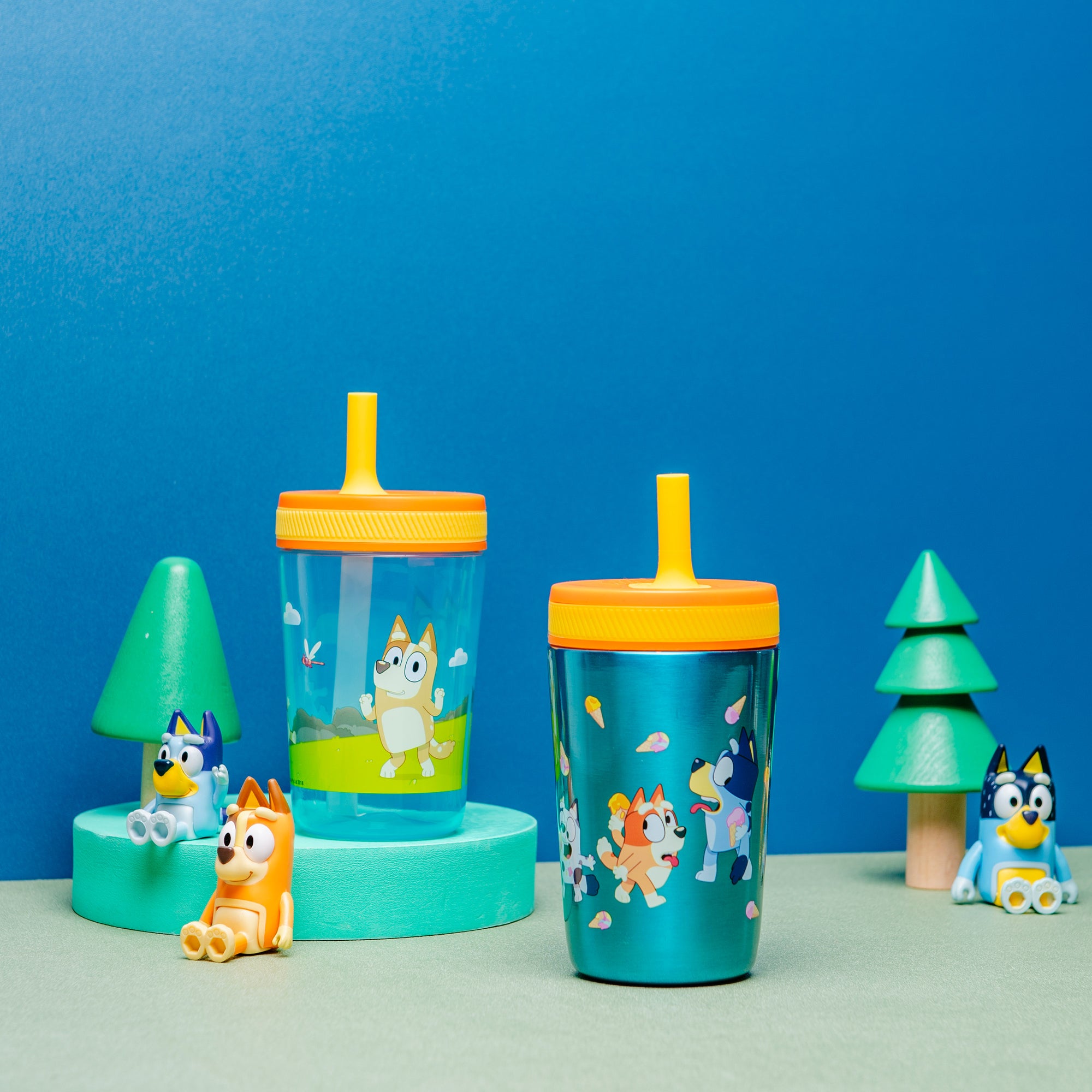 Bluey Kids Stainless Steel and Plastic Leak Proof Tumbler Set