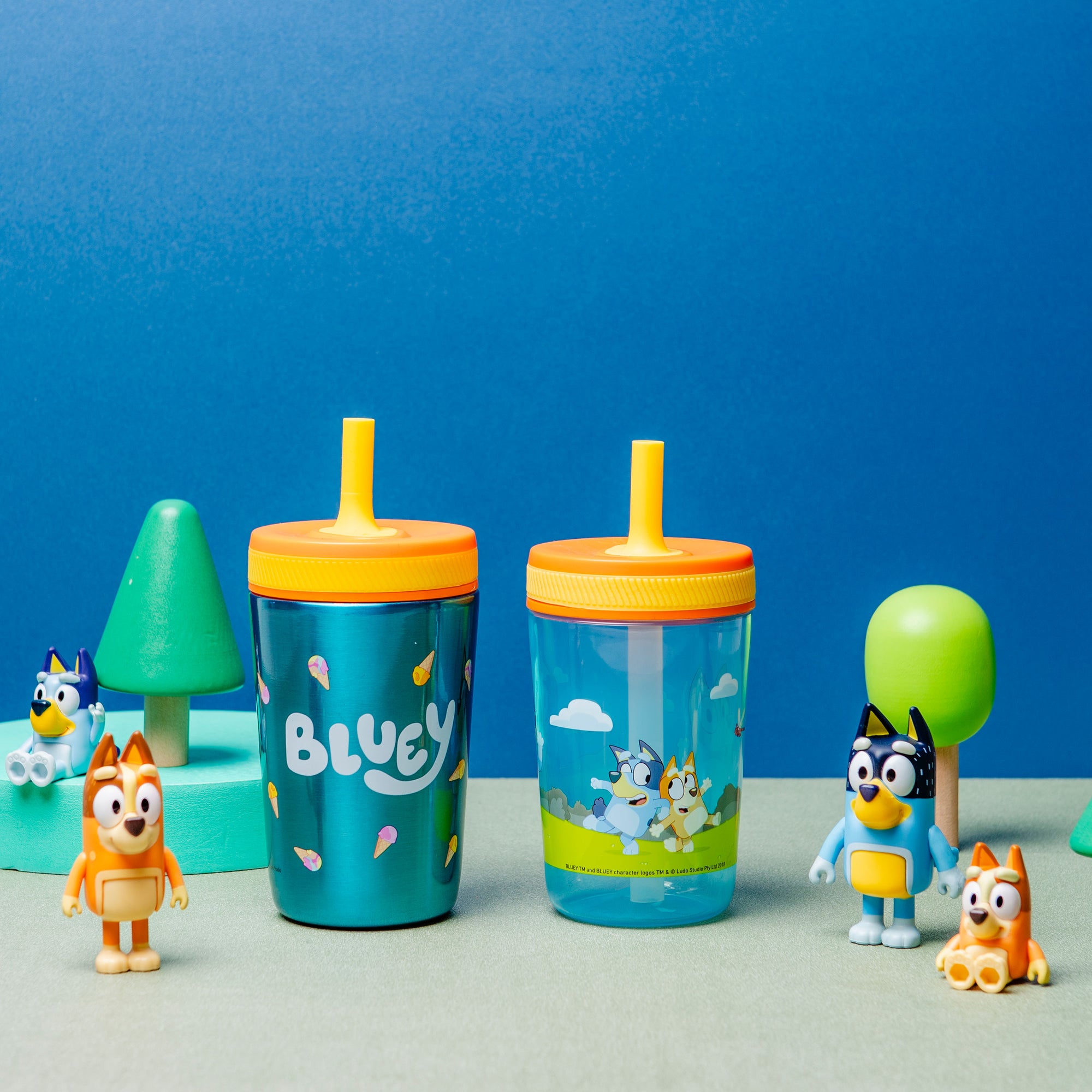 Bluey Kids Stainless Steel and Plastic Leak Proof Tumbler Set