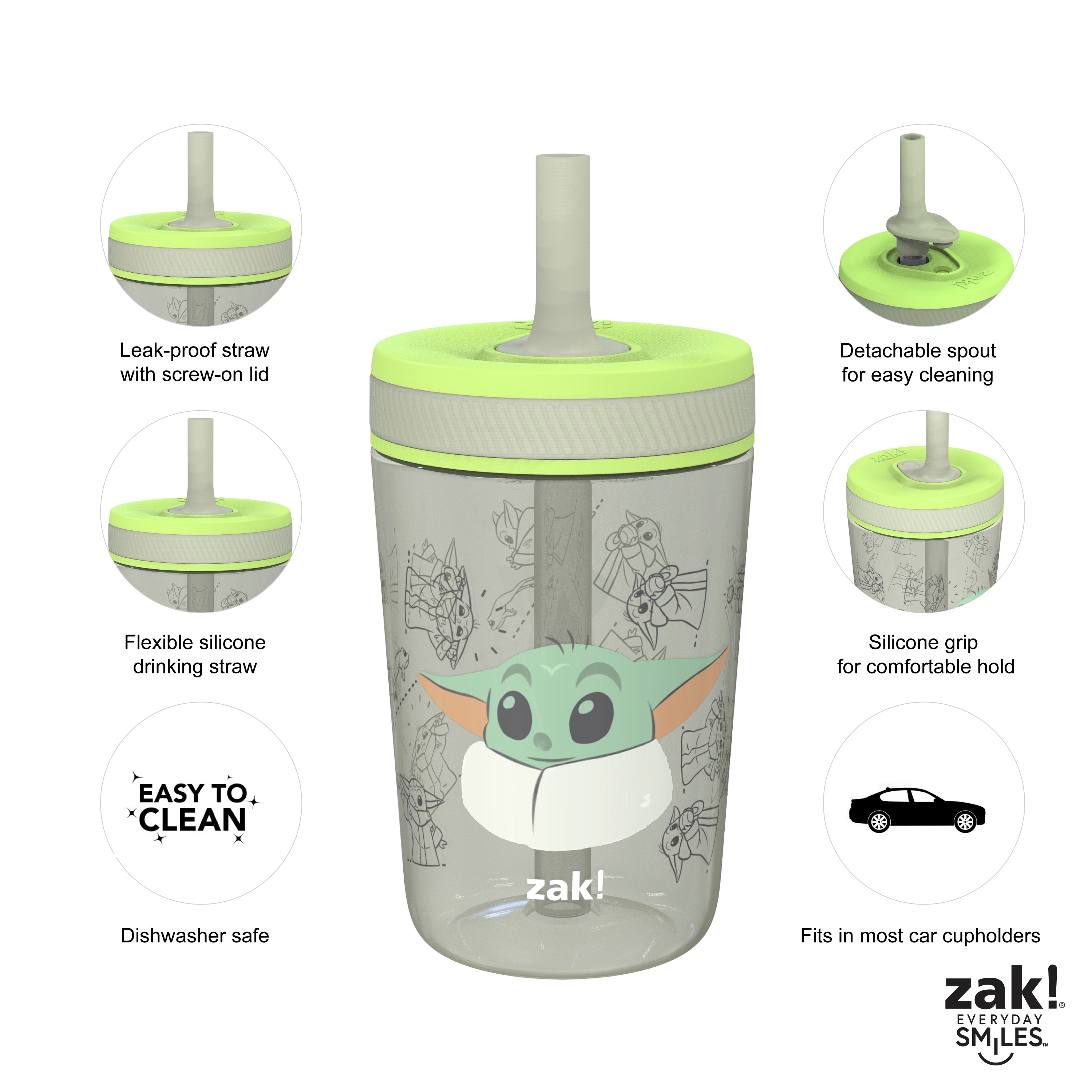 Zak Designs Kelso Tumbler Set 15 oz, (Unicorn) Non-BPA Leak-Proof Screw-On  Lid with Straw Made of Durable Plastic and Silicone, Perfect Baby Cup  Bundle for Kids (2pc Set) 