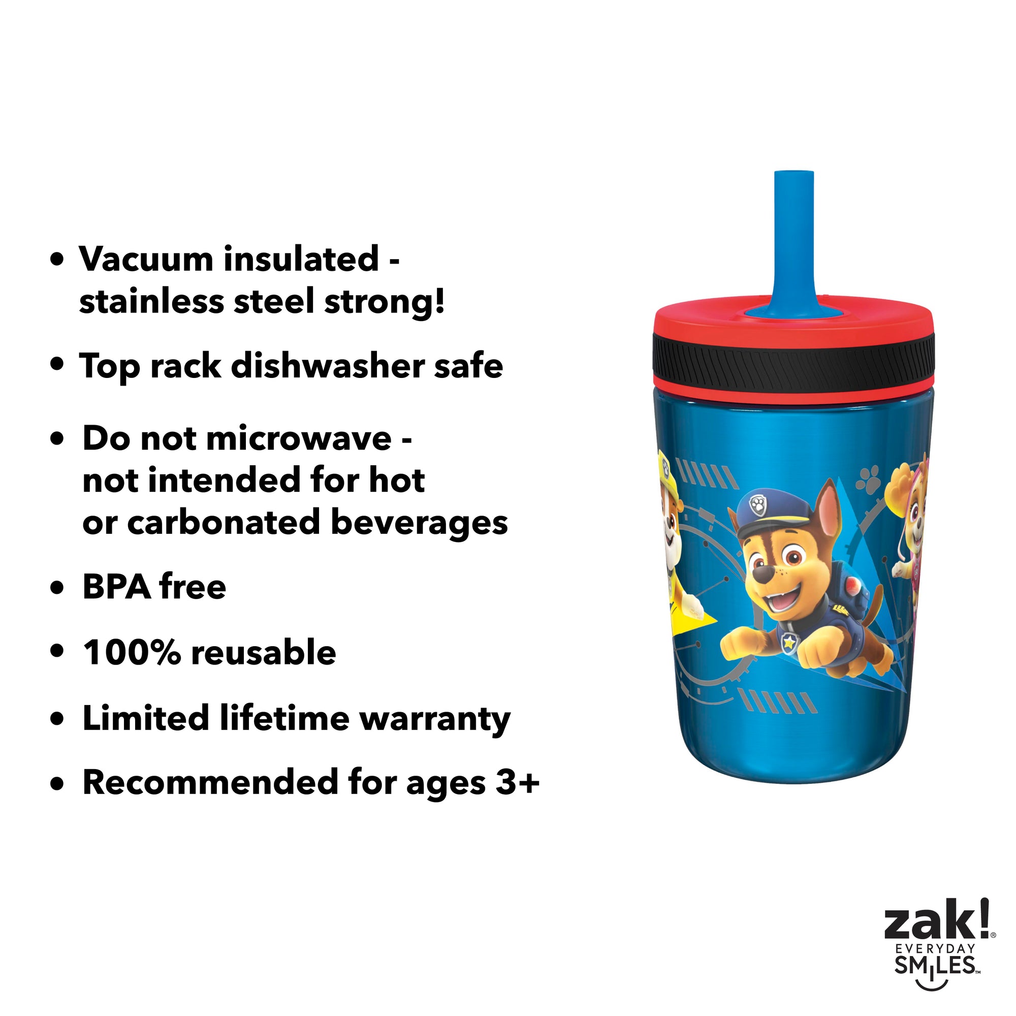 PAW Patrol Kids Stainless Steel and Plastic Leak Proof Tumbler Set