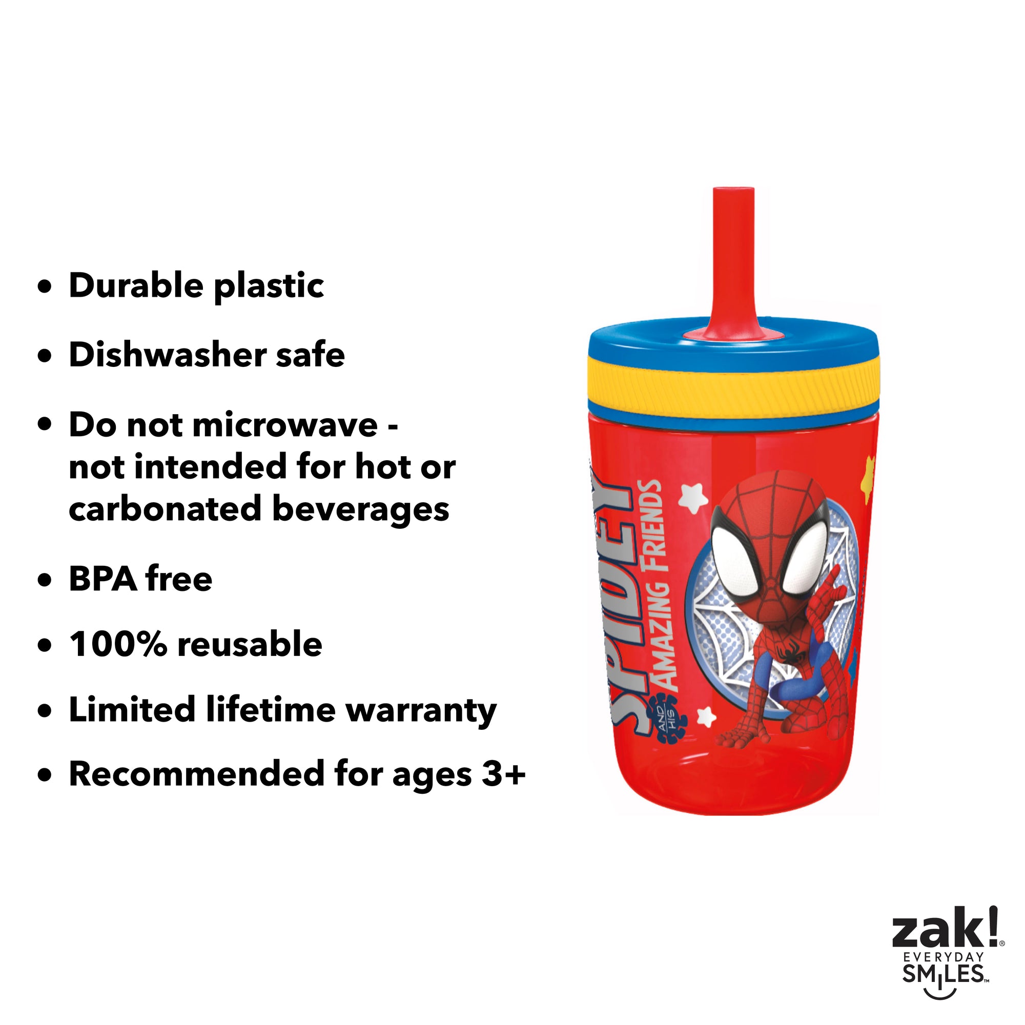 Spidey Kids Stainless Steel and Plastic Leak Proof Tumbler Set