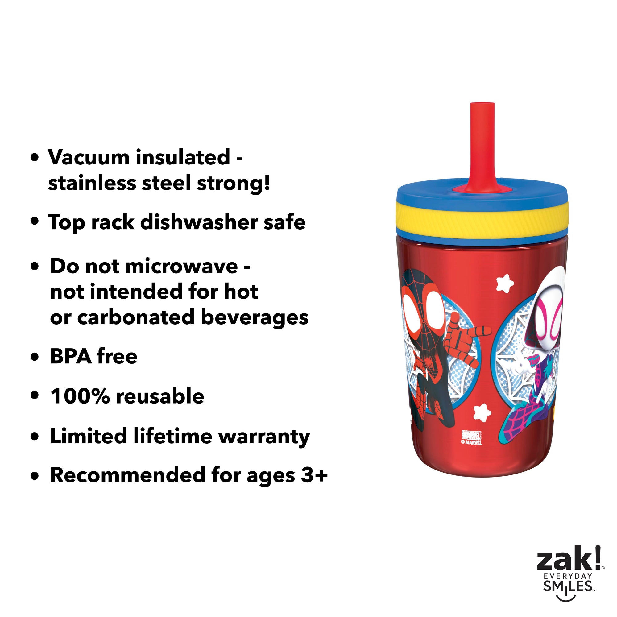 Spidey Kids Stainless Steel and Plastic Leak Proof Tumbler Set