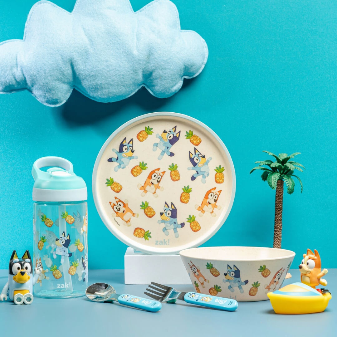 Zak Designs Bluey Kids Dinnerware Set Includes Plate, Bowl, and Tumbler,  Made of Durable Melamine Material and Perfect for Kids (3-Piece Set,  Non-BPA)