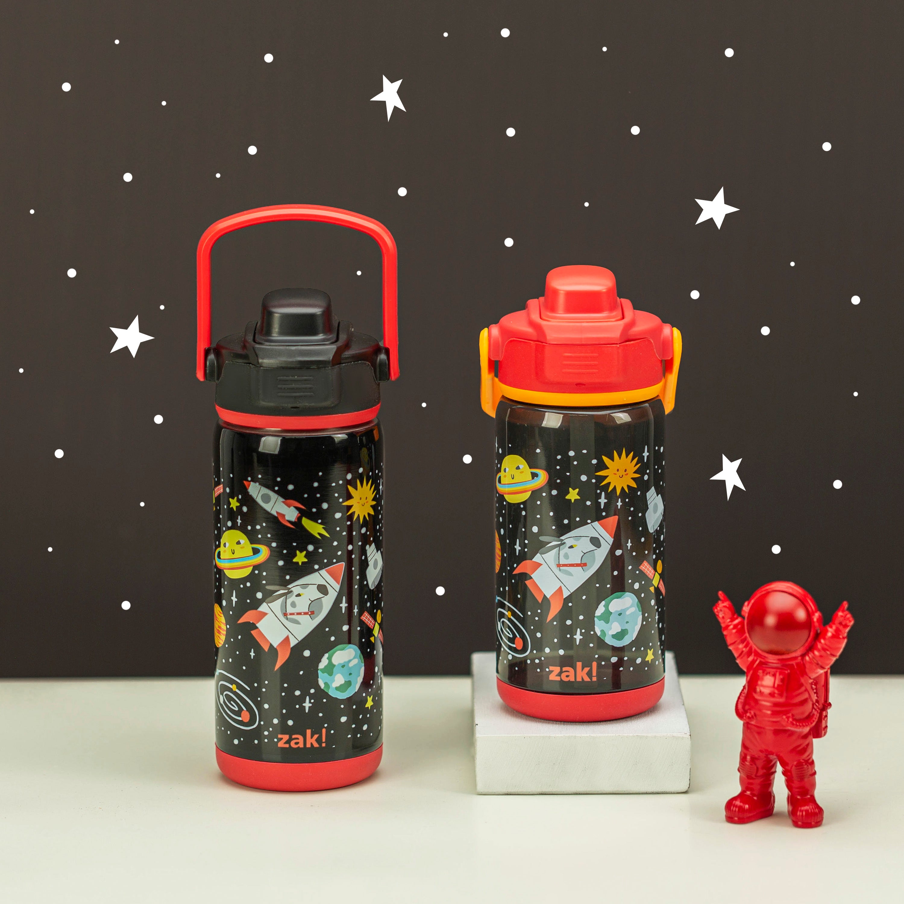 Zak Designs 14oz Stainless Steel Kids' Water Bottle with Antimicrobial  Spout 'Spaceships