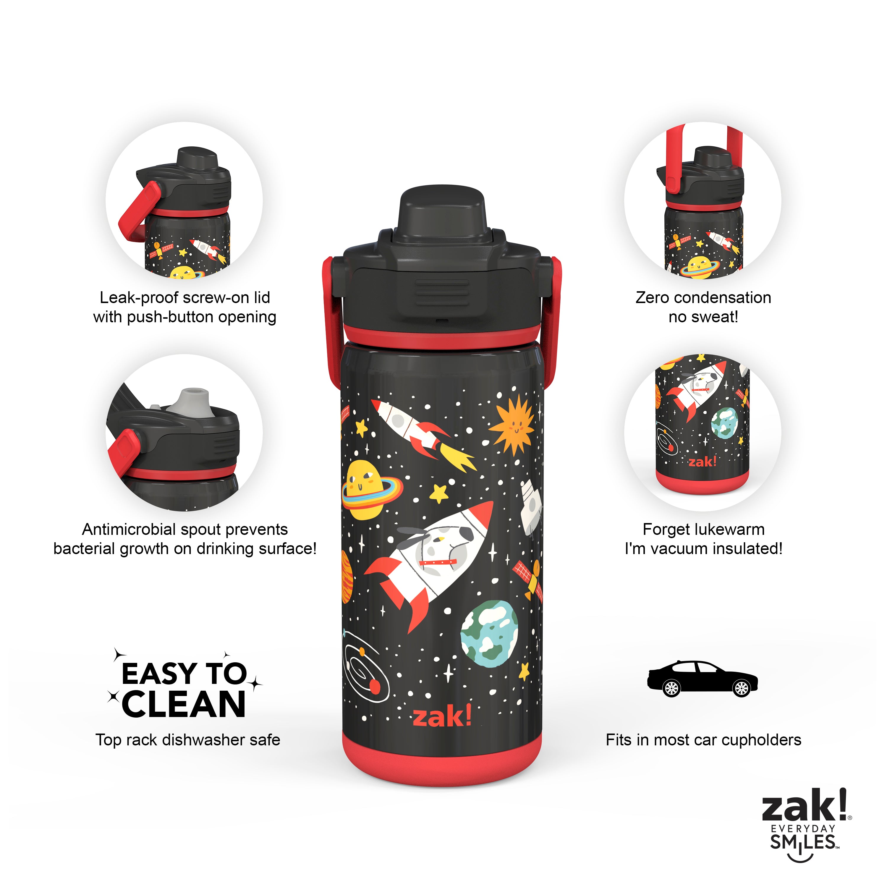 12 Oz Kids Insulated Water Bottle with Leakproof Spout Lid and
