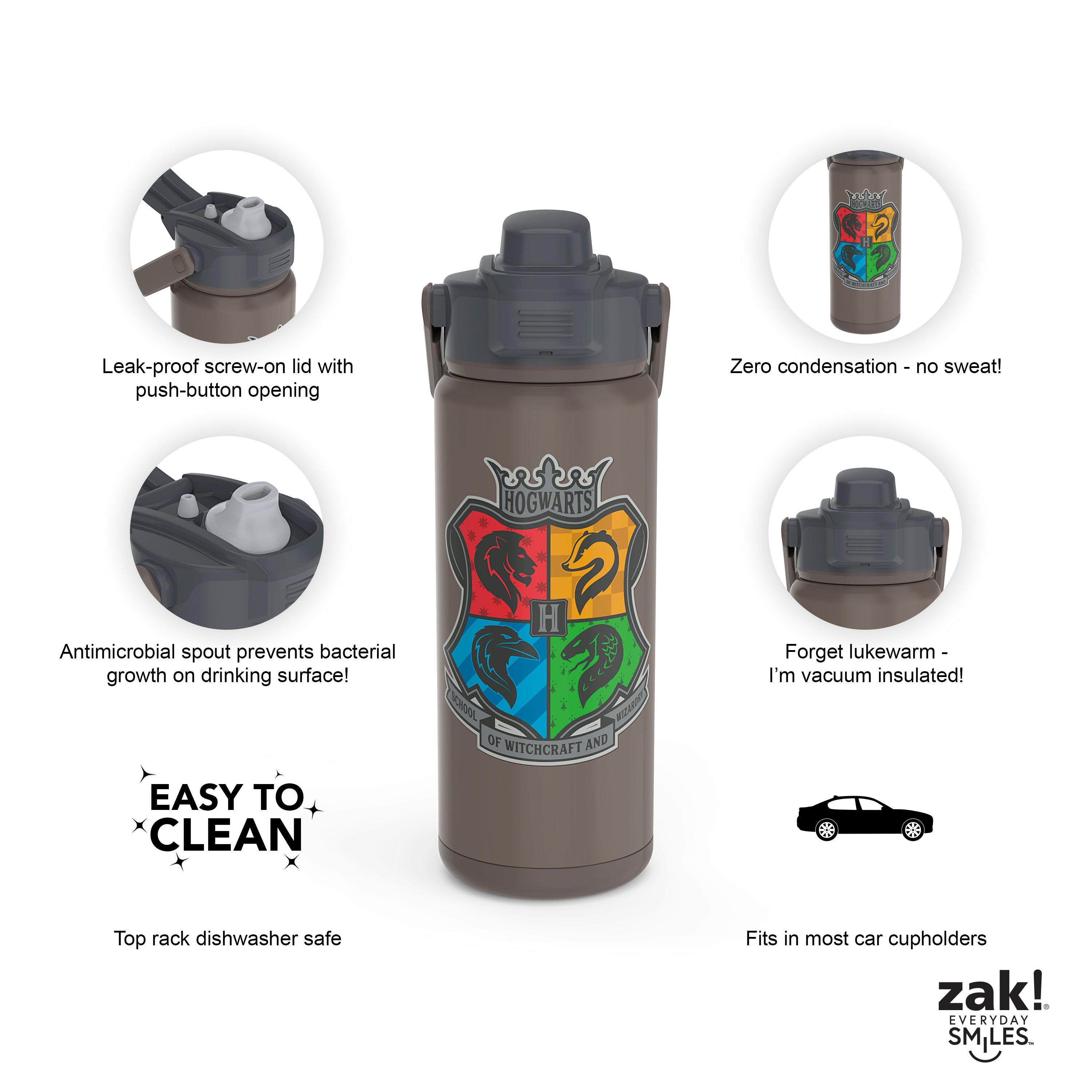 Zak! Designs Zak Designs 27oz Harry Potter 18/8 Single Wall Stainless Steel  Water Bottle with