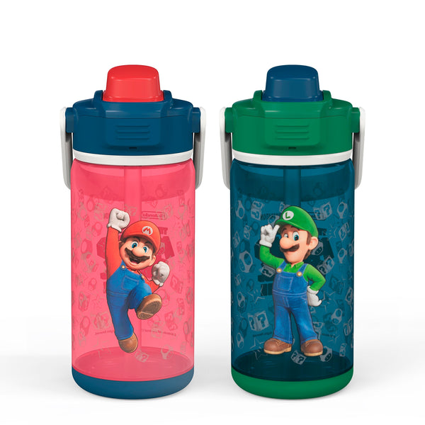 Super Mario Bros. Kids Plastic Water Bottle with Leak Proof Lid and Spout - 25 Ounces