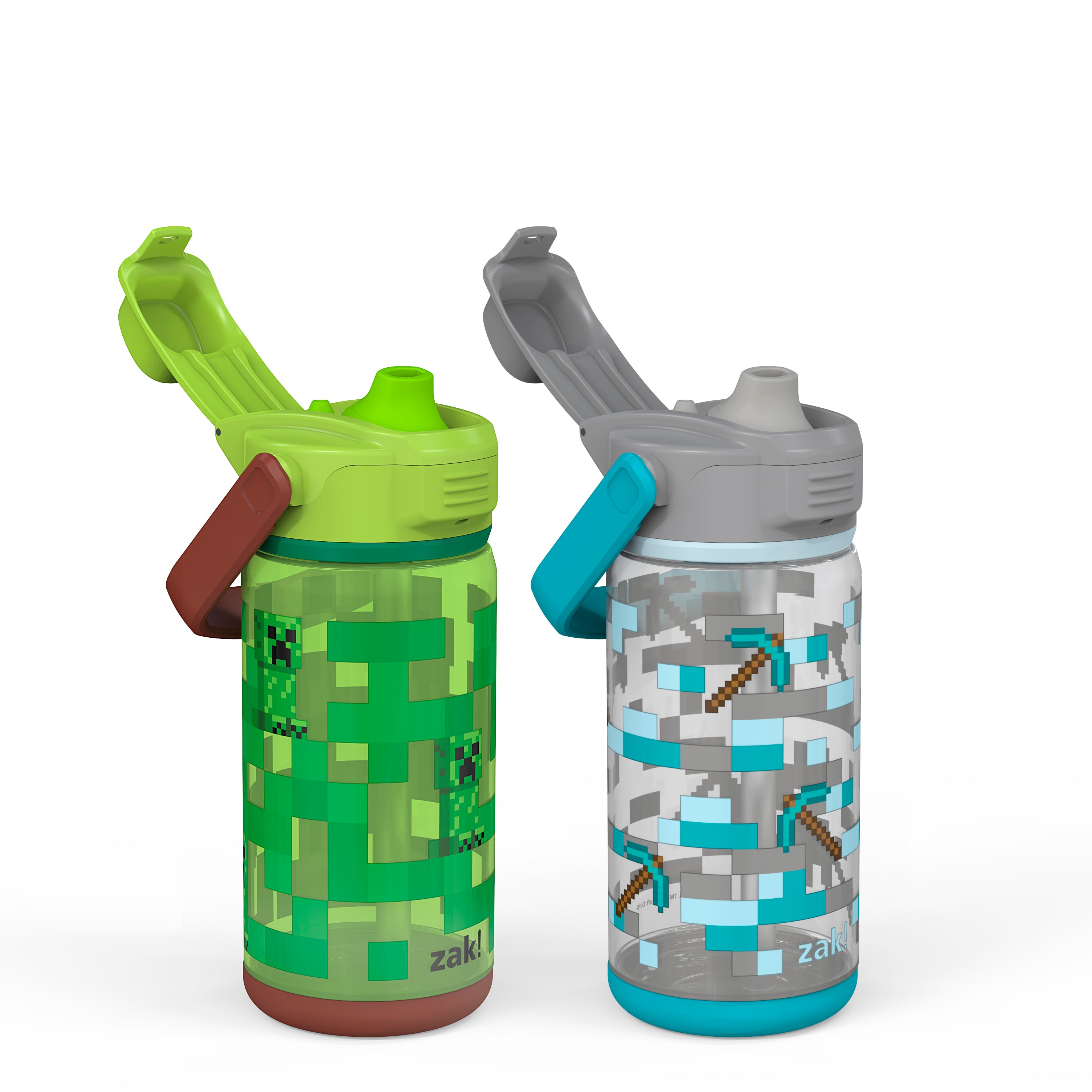 Zak Minecraft 16 Oz. Plastic Water Bottle With Straw And Flip Top