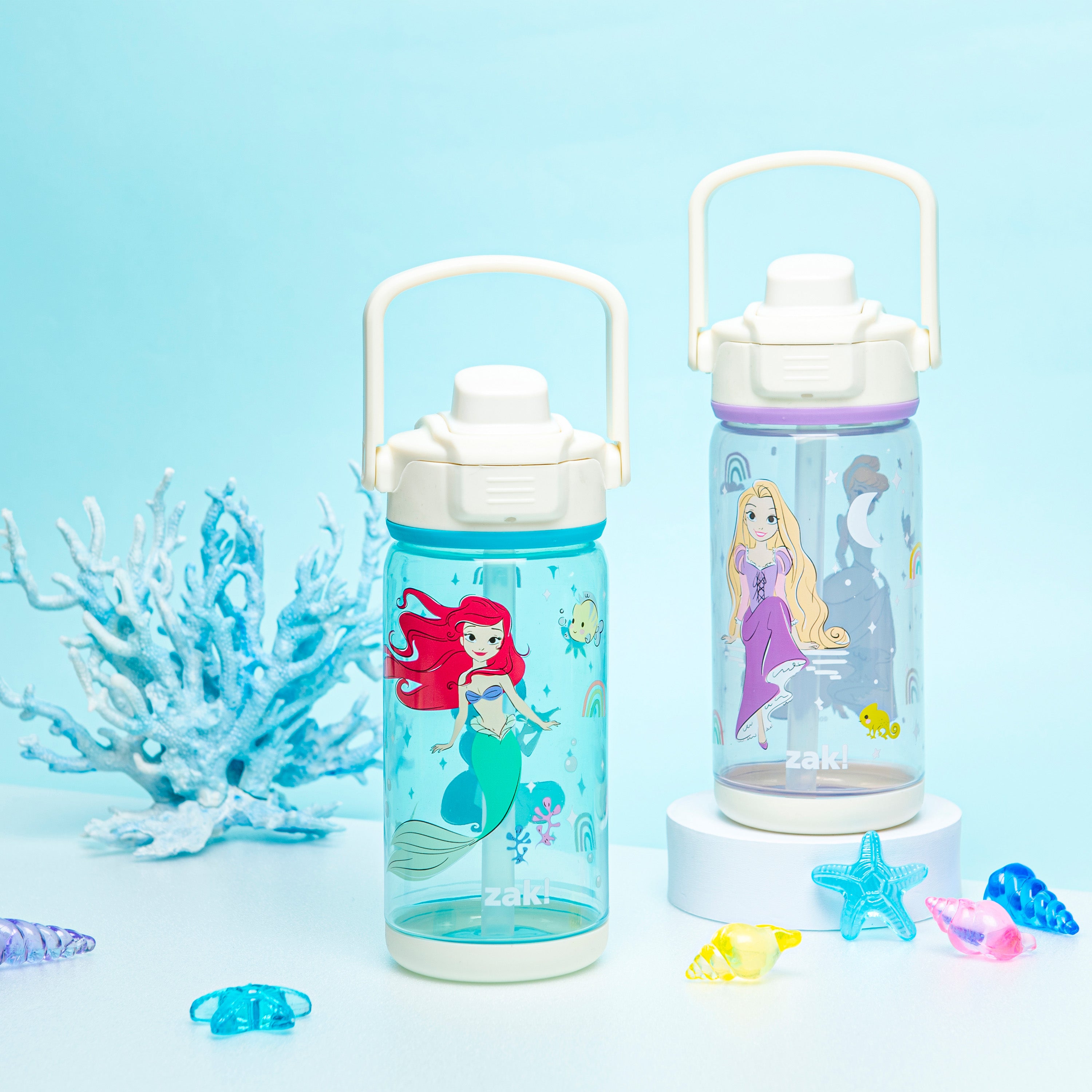 Disney Princess 16oz 2pk Plastic Atlantic Kids Water Bottle - Zak