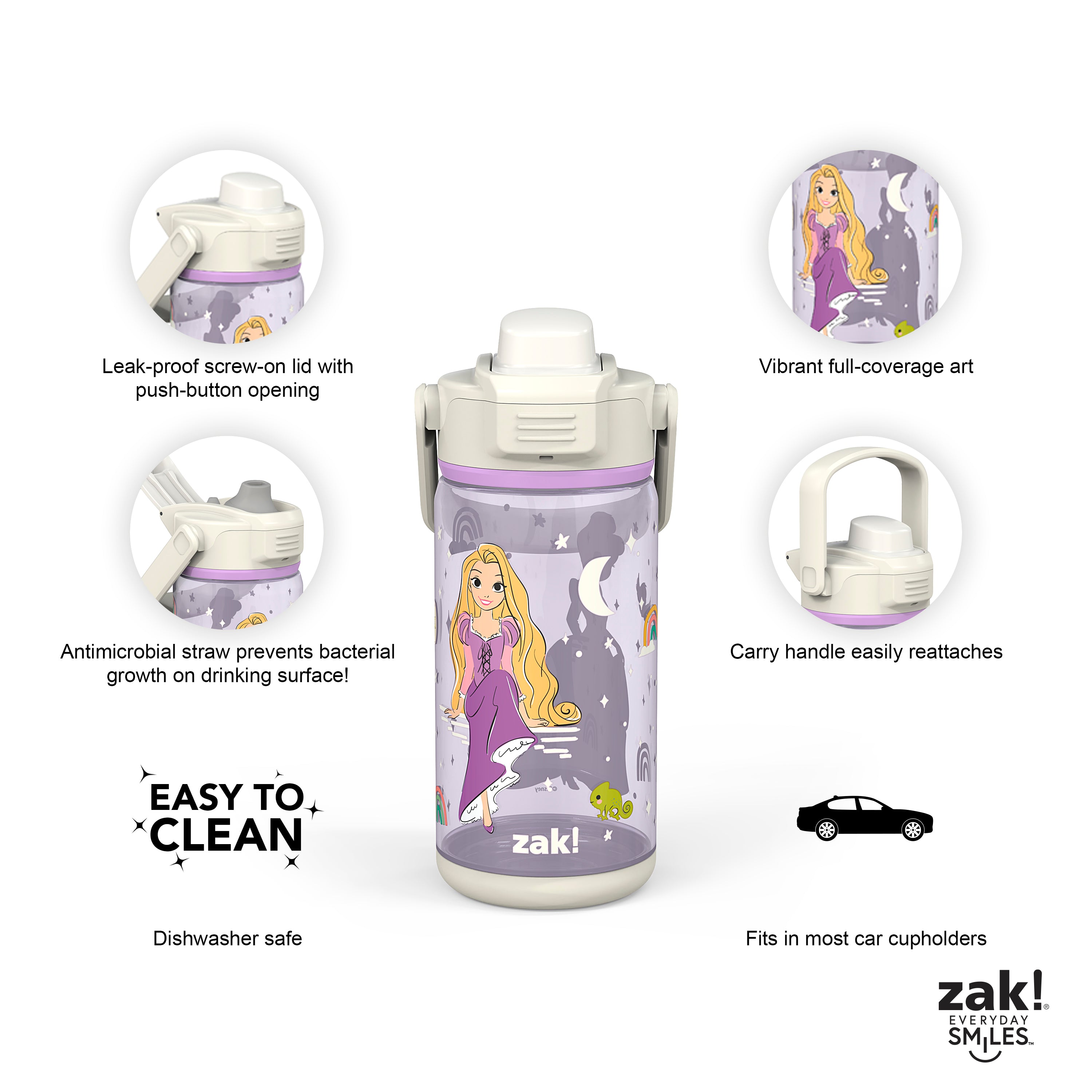 DISNEY FROZEN Zak!® No Leak BPA-Free Plastic 16 oz. Water Bottle Drink  Container