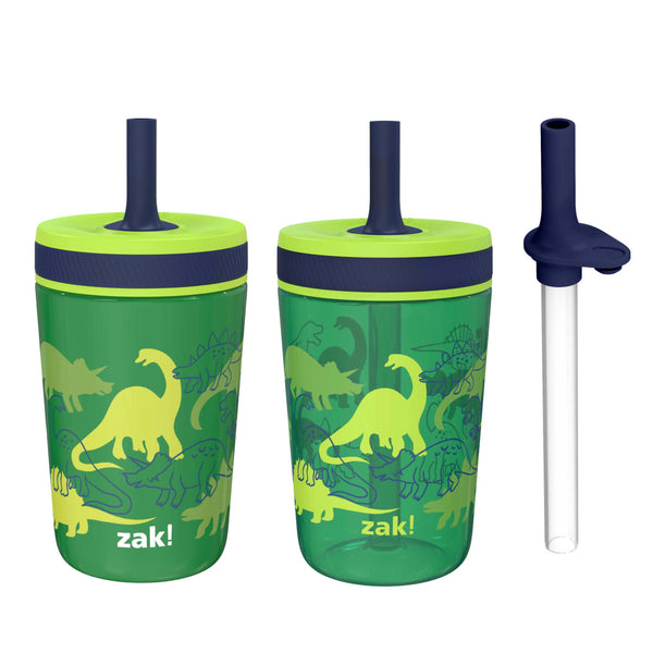 Zak Designs 3pc Kelso Straw Tumbler Set, 12oz Stainless Steel and 15oz  Plastic, 2 Cups and 1 Bonus Straw, Leakproof and Perfect for Kids, Unicorns  