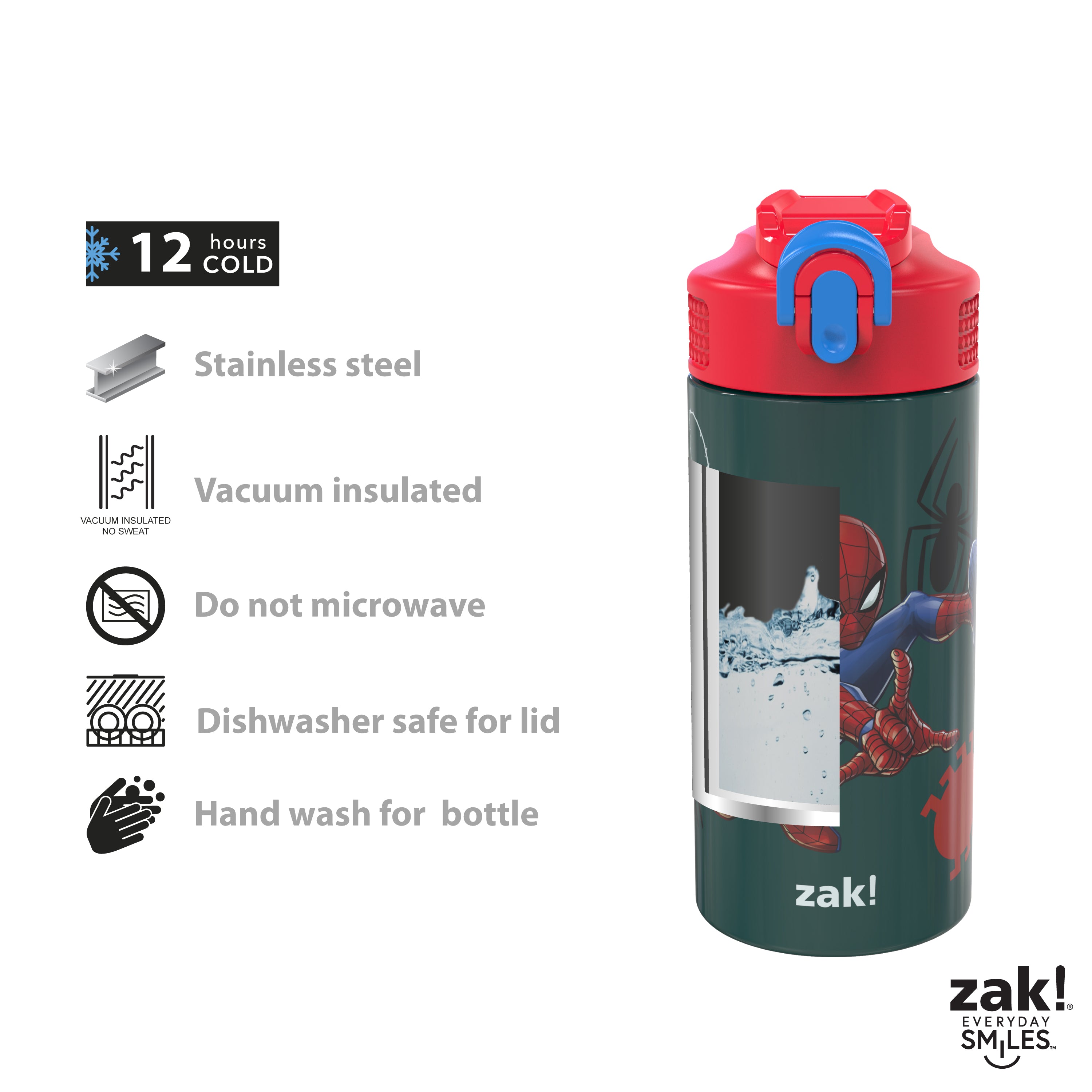 Spider-man 14oz Stainless Steel Double Wall Valiant Bottle - Zak