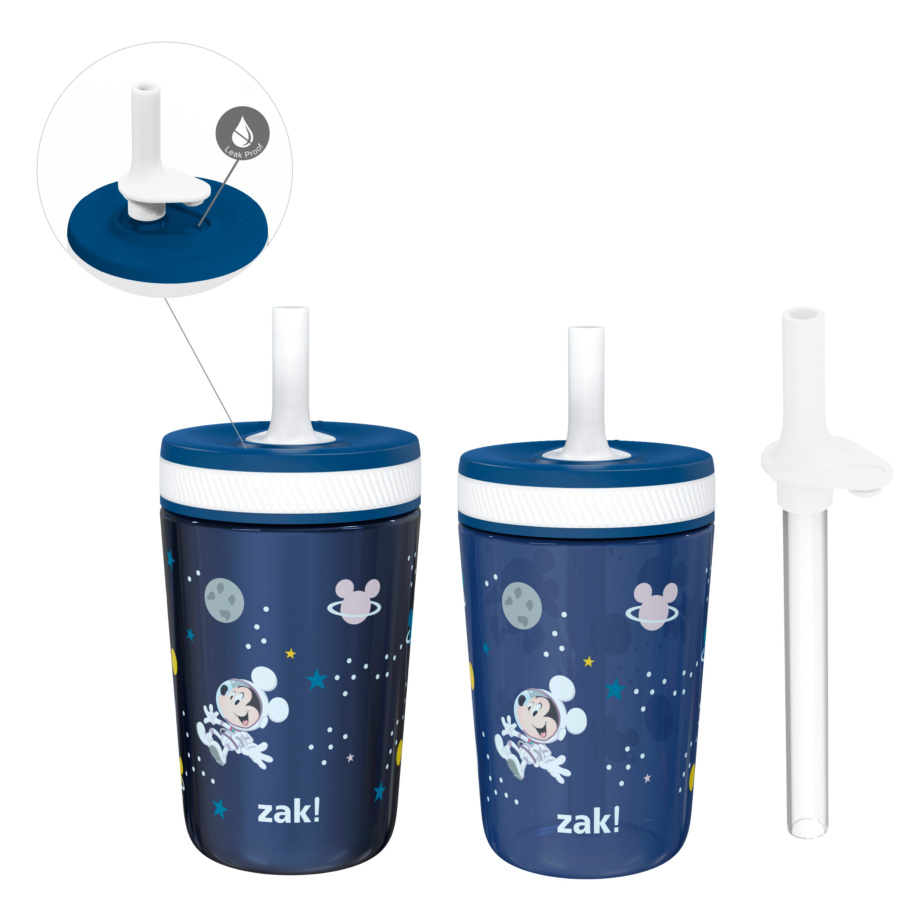 Zak Designs Disney 15 ounce Plastic Tumbler with Lid and Straw, 2-piece set  