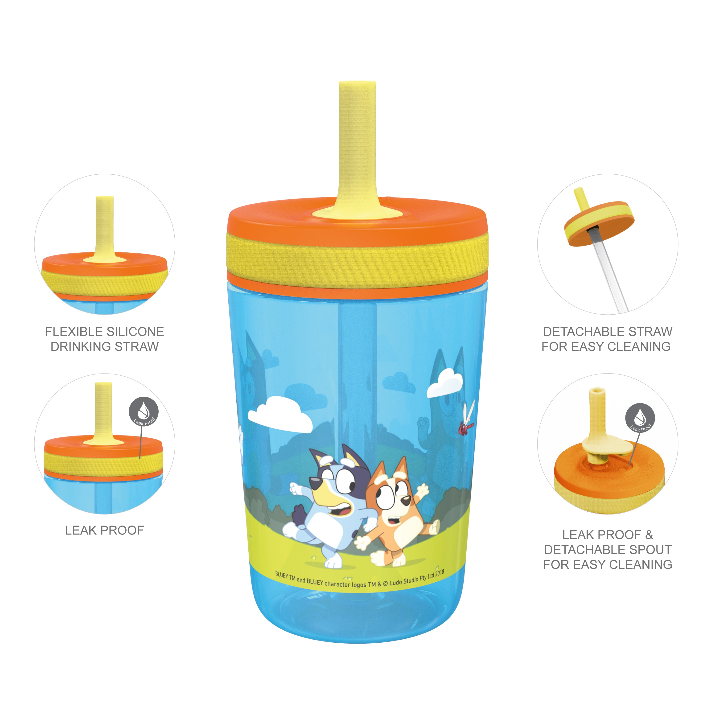 Zak Designs Bluey Kelso Toddler Cups For Travel or At Home, 12oz