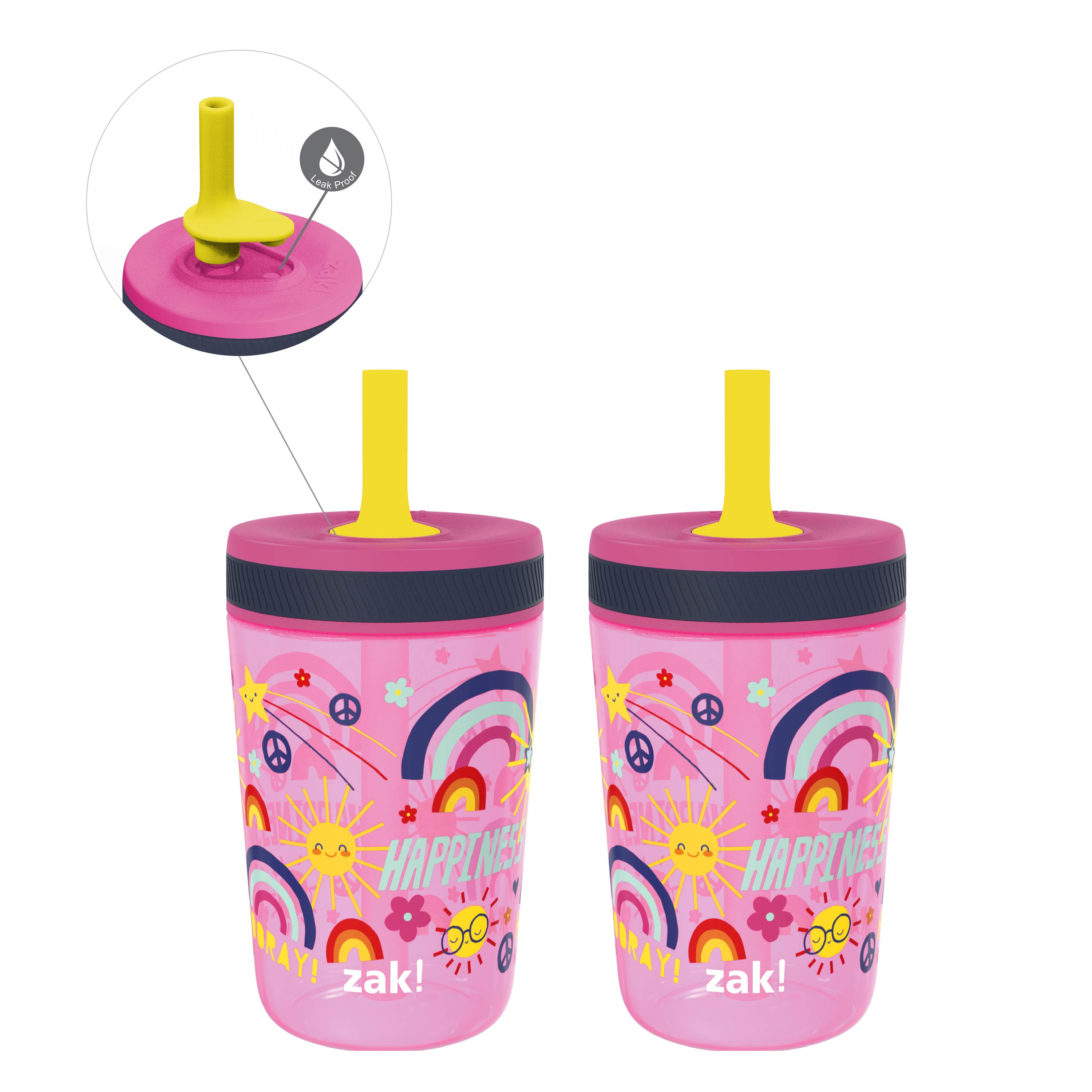 Sip-N-Snack (2 Pack) 2-in-1 Kids Cups BPA-Free With Straws