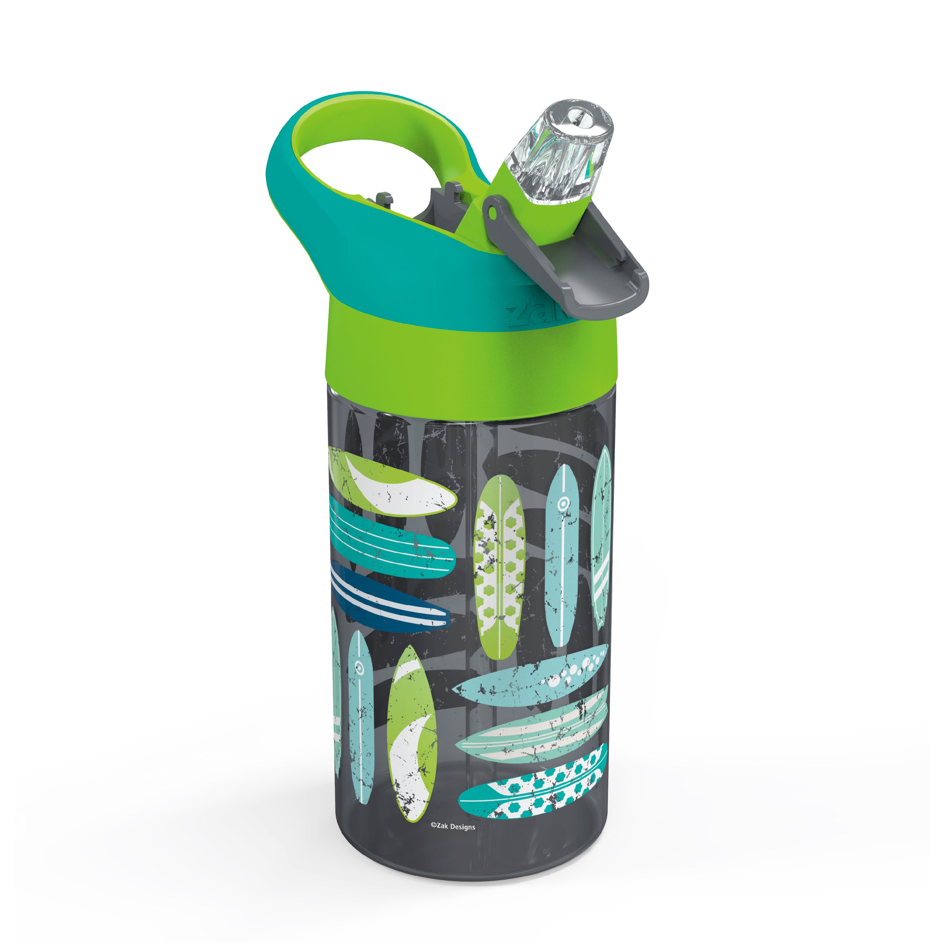 Surfboards and Palm Trees Kids Leak Proof Water Bottles with Push Button  Lid and Spout - 16 Ounces —