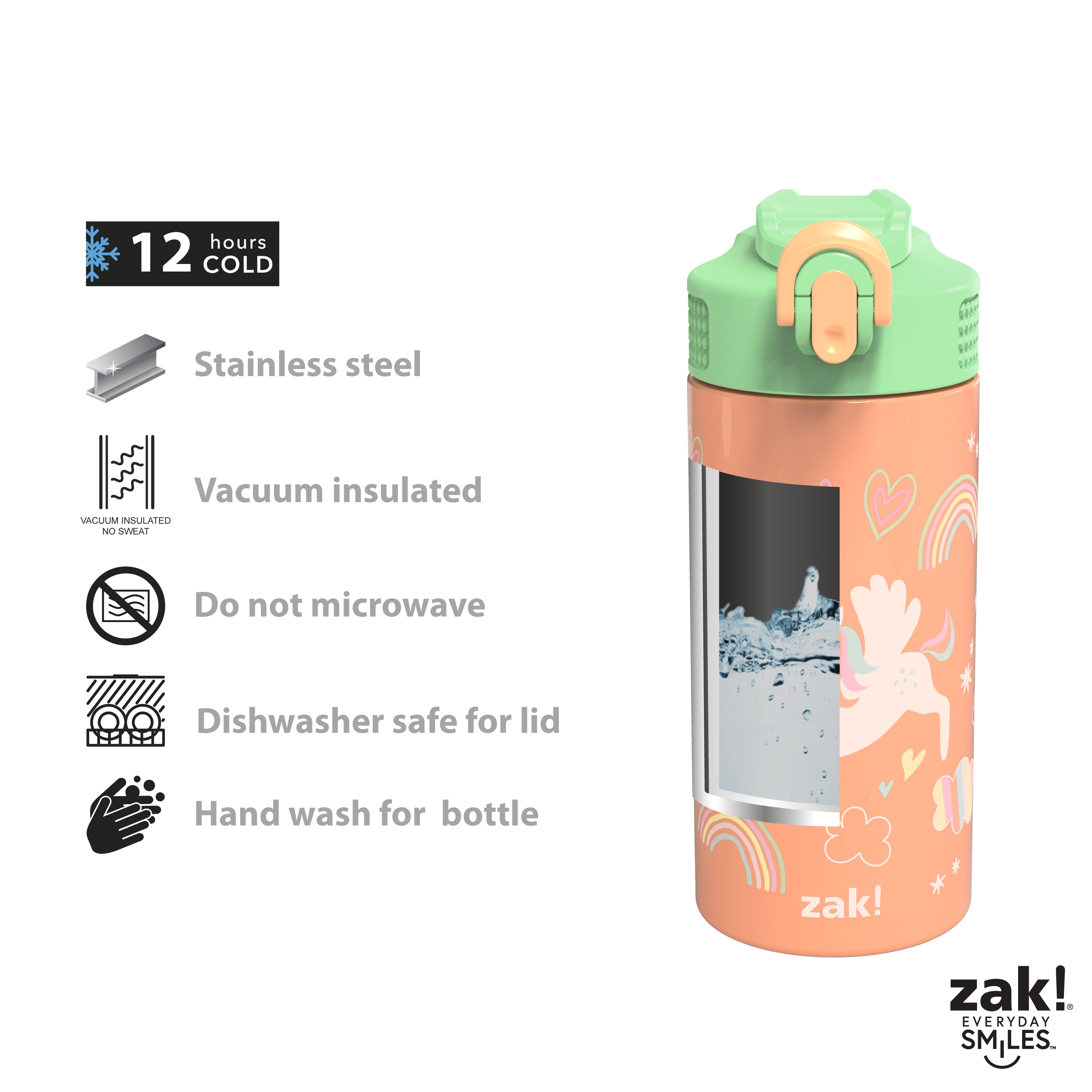 Reduce Stainless Steel Hydrate Pro Kids Bottle, 14oz, Unicorn