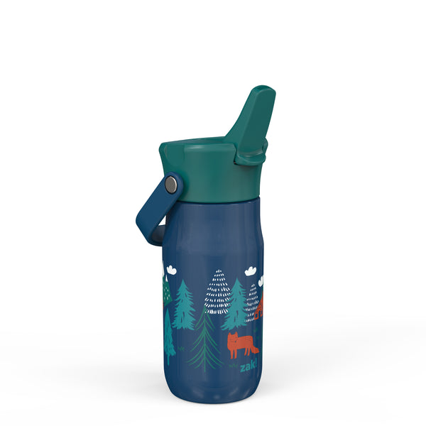 Zak Designs 14oz Recycled Stainless Steel Vacuum Insulated Kids' Water Bottle 'Woodlands