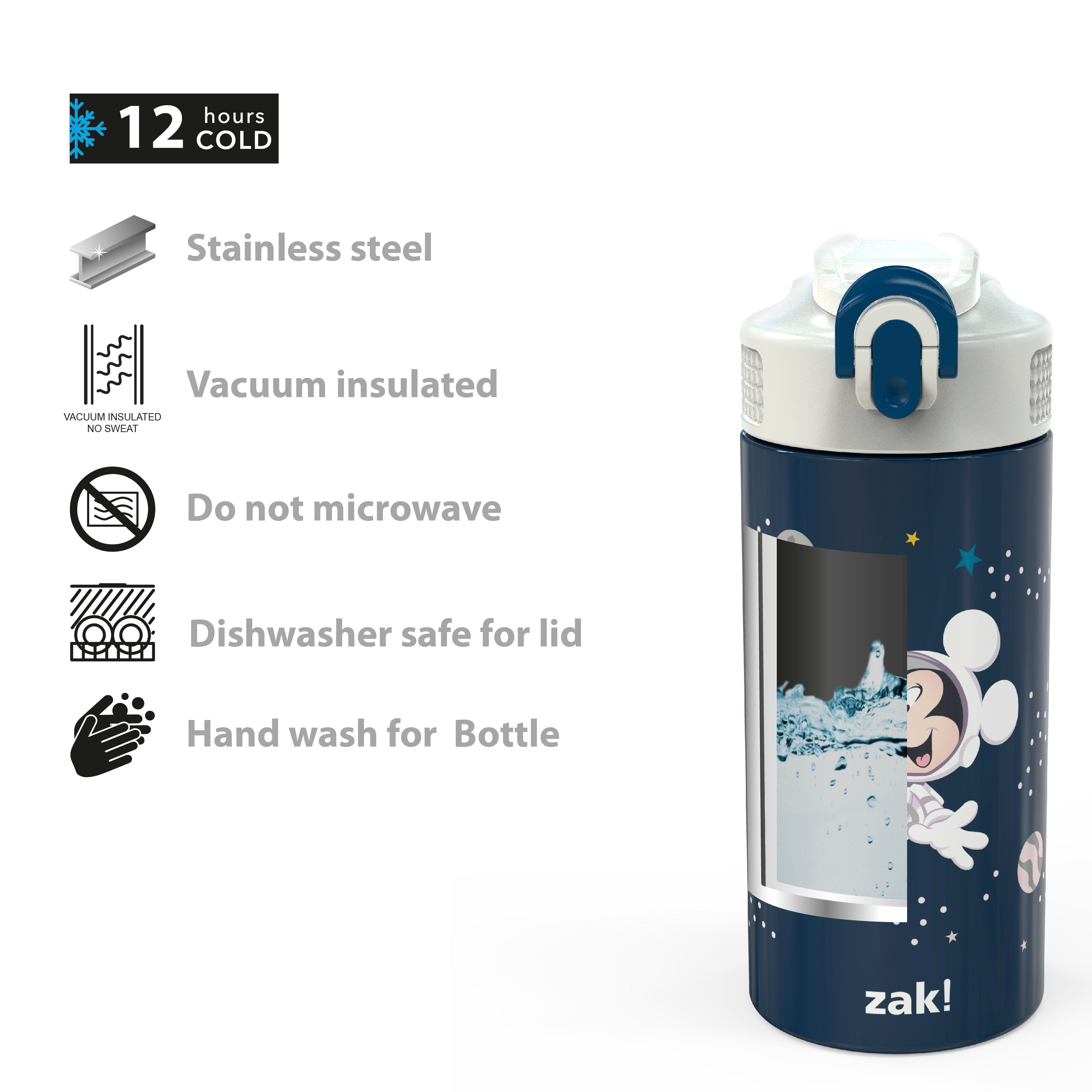 Zak! Designs Jungle Joy Double Walled Stainless Steel Water Bottle