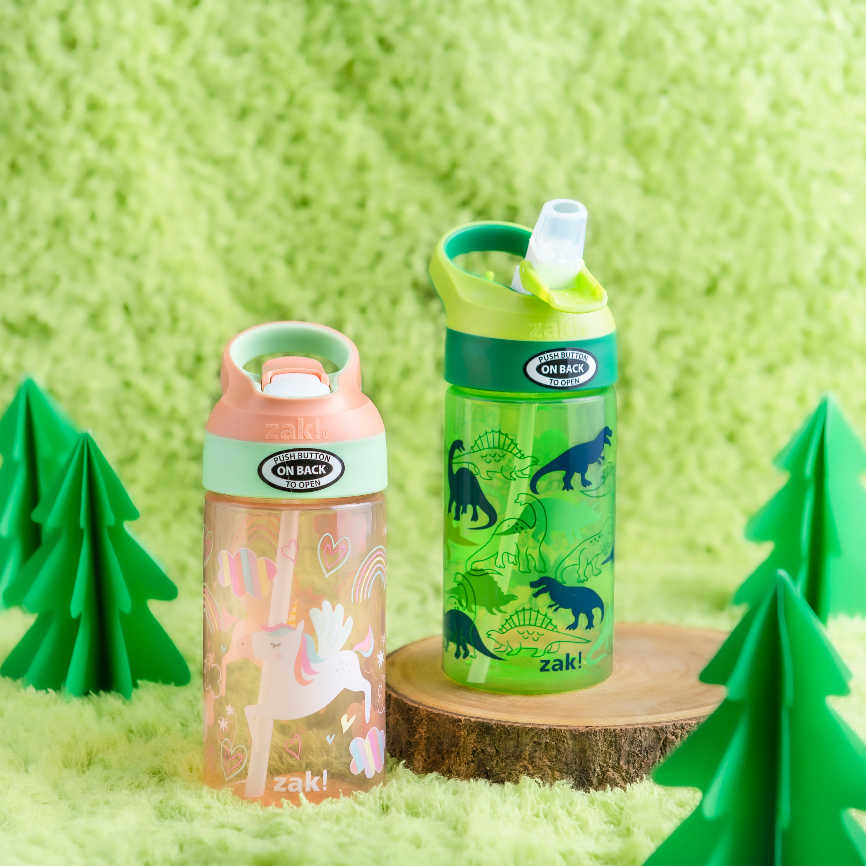 Kids Water Bottle w. Straw, Cool Dinosaur Design Boys, Spill Proof,  Eco-Friendly