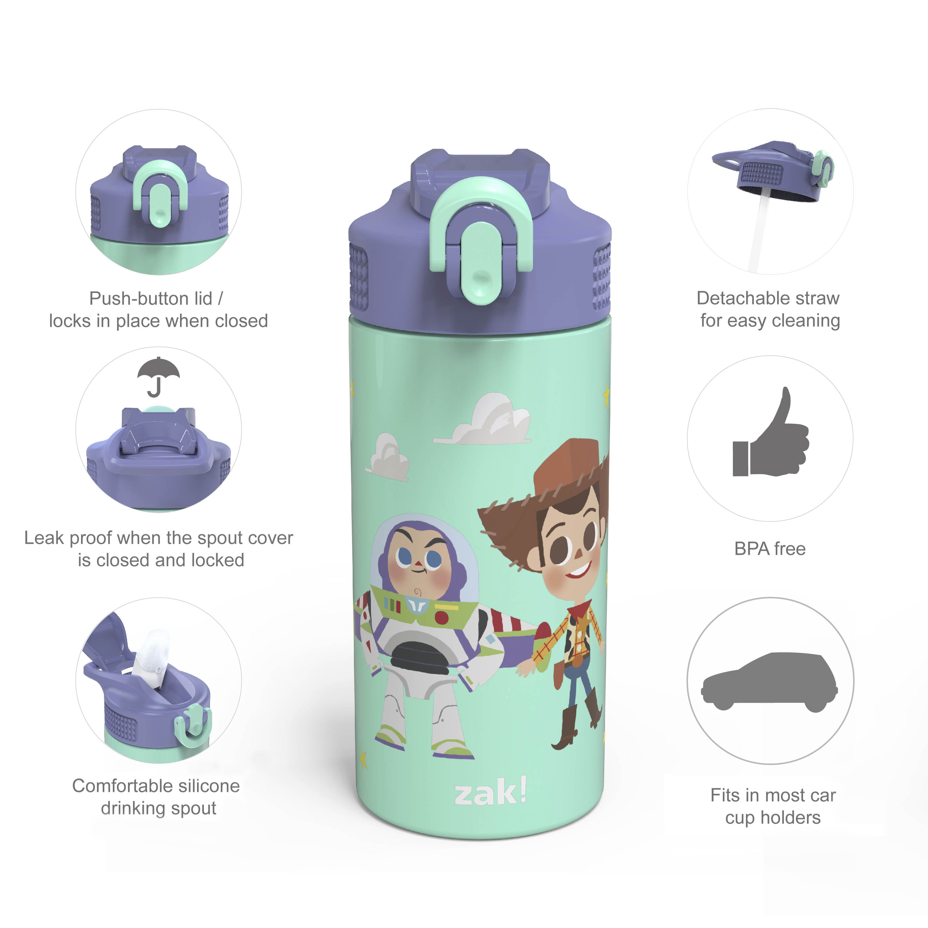 Disney Pixar Straw Water Bottles