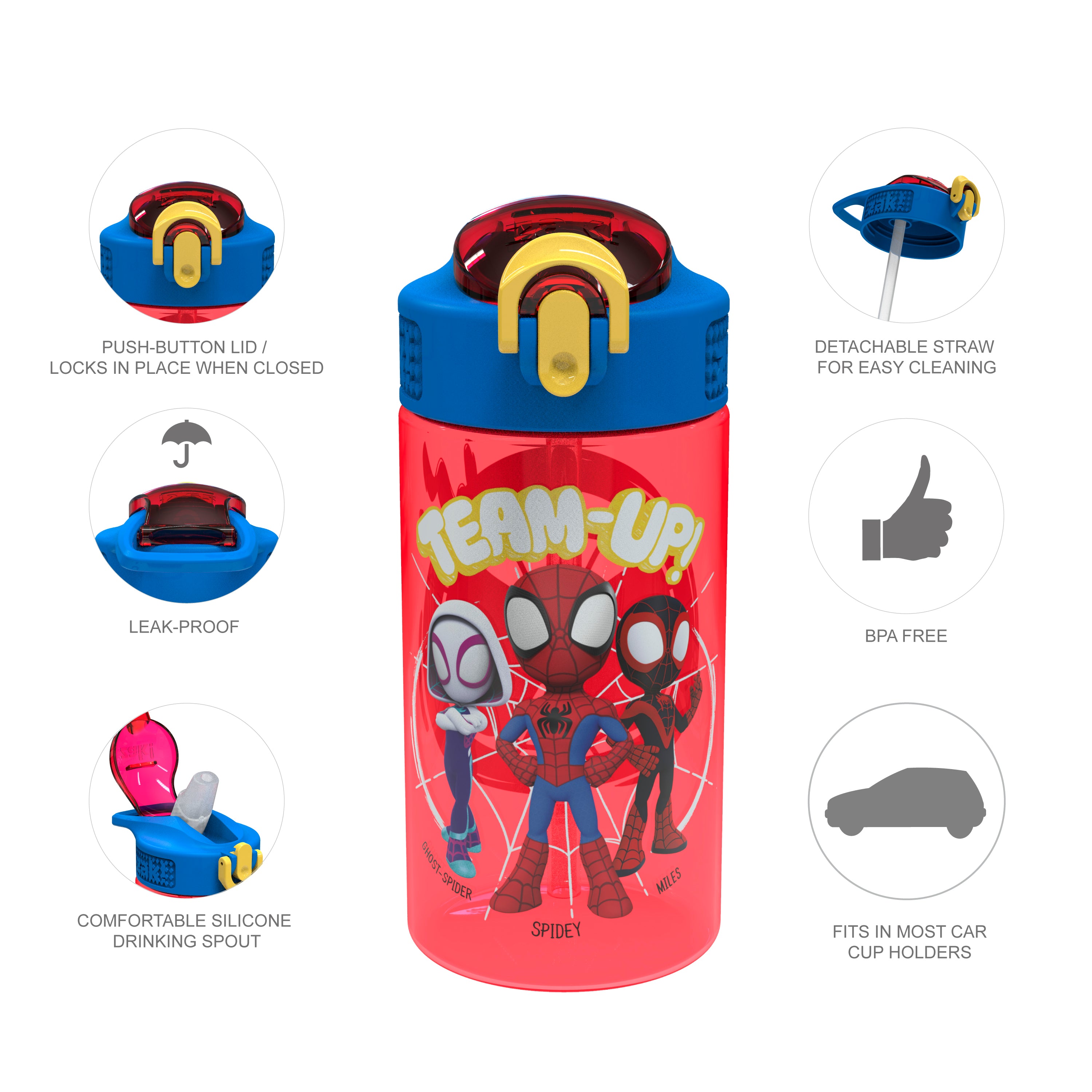 Zak Designs Spidey & Friends 16oz Water Bottle - Cool Kids Red Pull-Top  Bottle with Marvel Spider-Ma…See more Zak Designs Spidey & Friends 16oz  Water