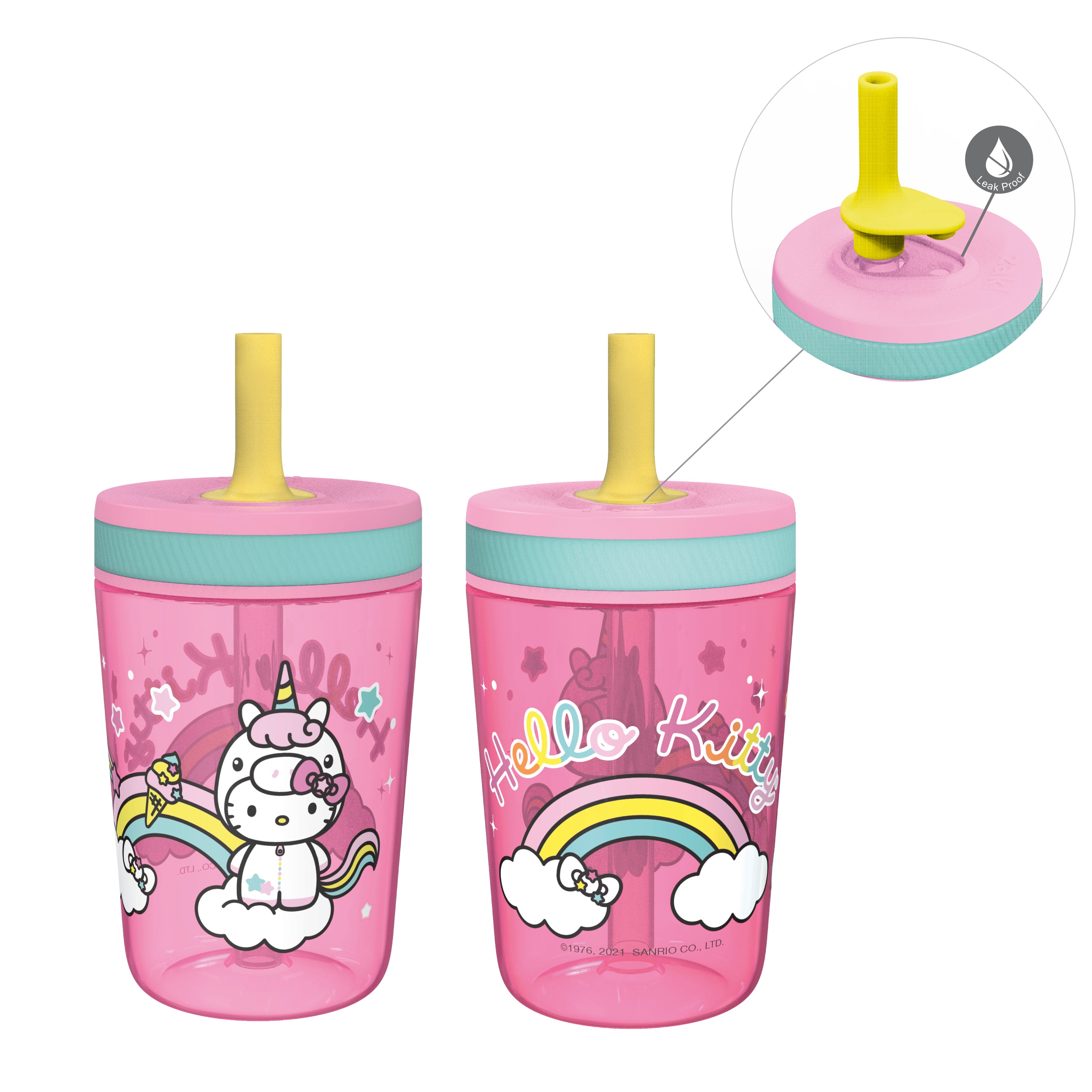 Zak Designs 15 oz Travel Straw Tumbler Plastic and Silicone with Leak-Proof  Straw Valve for Kids, 2-Pack Shells 