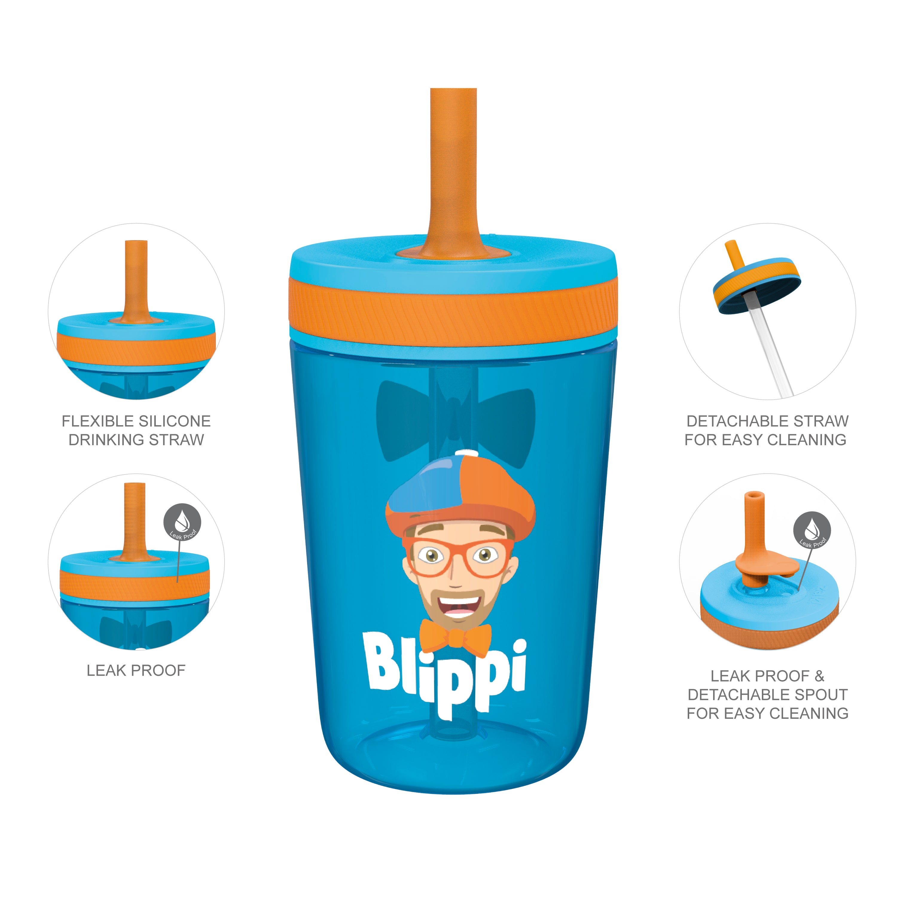  Zak Designs Blippi Kelso Toddler Cups For Travel or At Home,  15oz 2-Pack Durable Plastic Sippy Cups With Leak-Proof Design is Perfect  For Kids (Blippi) : Baby